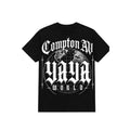Cook Gods Compton AV Yaya World Tour T-Shirt in black cotton with graphic print. Features a globe and text.